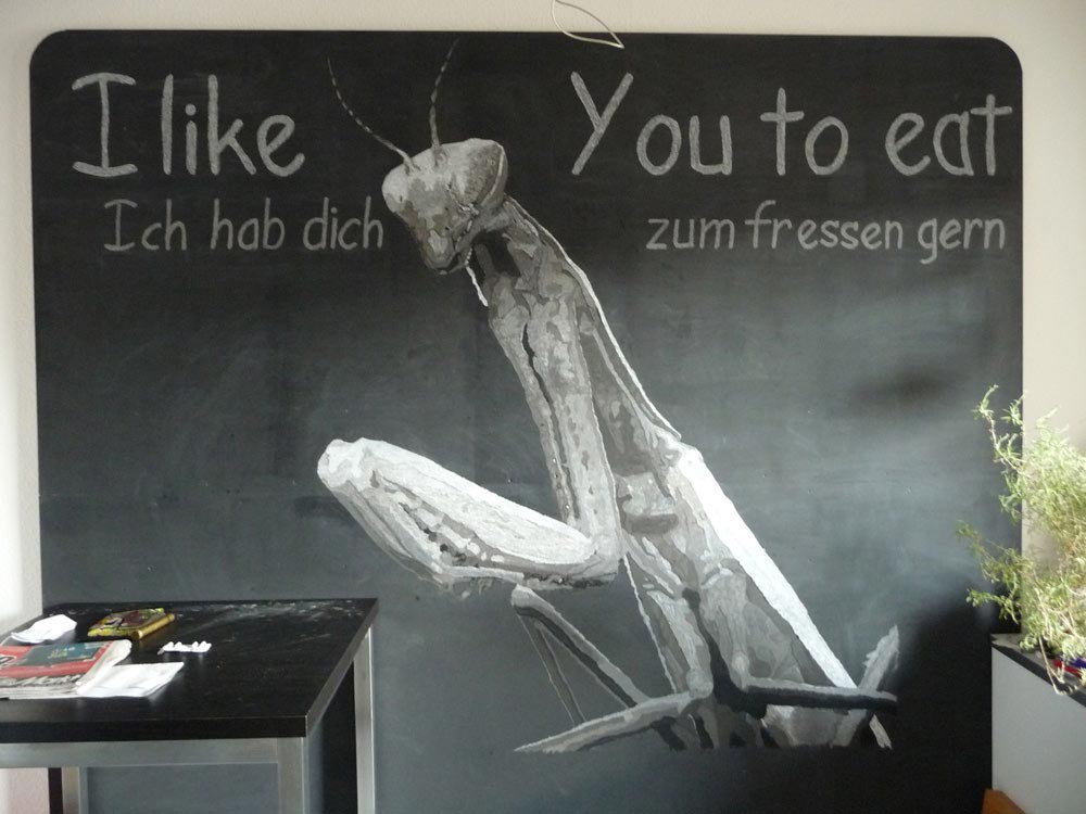 Mantis - Kreide auf Tafel